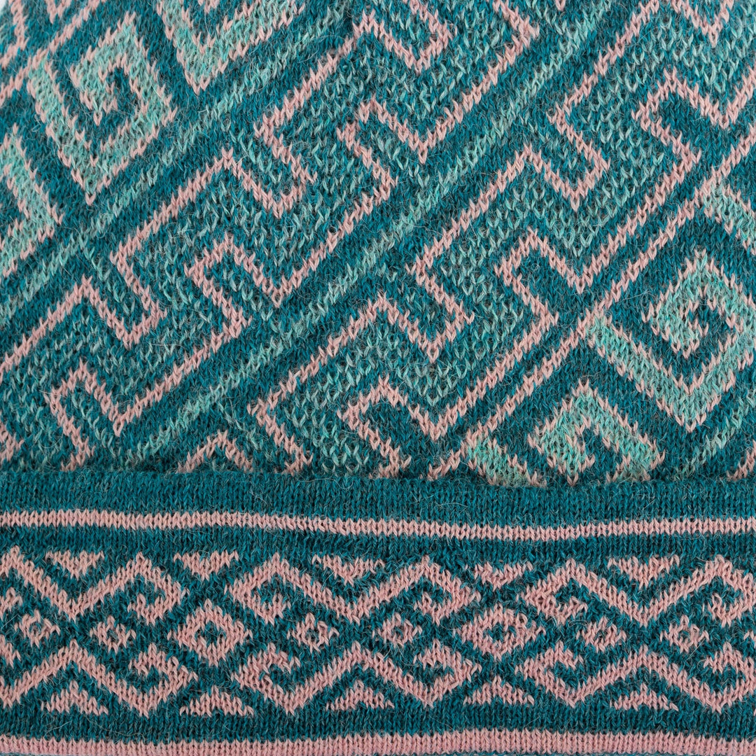 Turquoise 100% Baby Alpaca Unisex Hat Knitted in Peru - Andean Inspiration