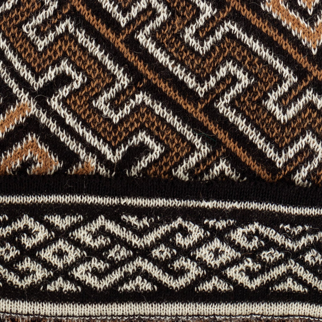 Soft 100% Baby Alpaca Hat with Traditional Inca Pattern - Inca Waves