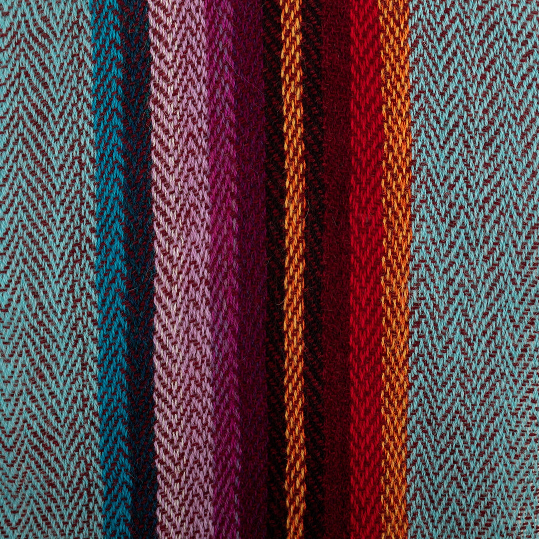 100% Alpaca Striped Scarf with Fringe Hand-Woven in Peru - Dusk