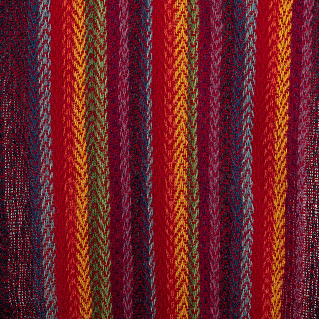 Colorful 100% Alpaca Scarf with Stripes Hand-Woven in Peru - Cosmovision