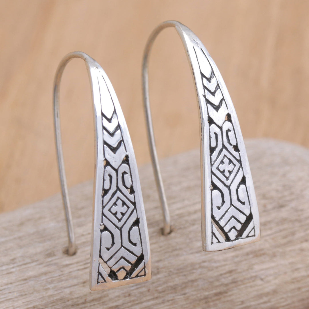Modern Sterling Silver Drop Earrings Crafted in Bali - Chinese Girl