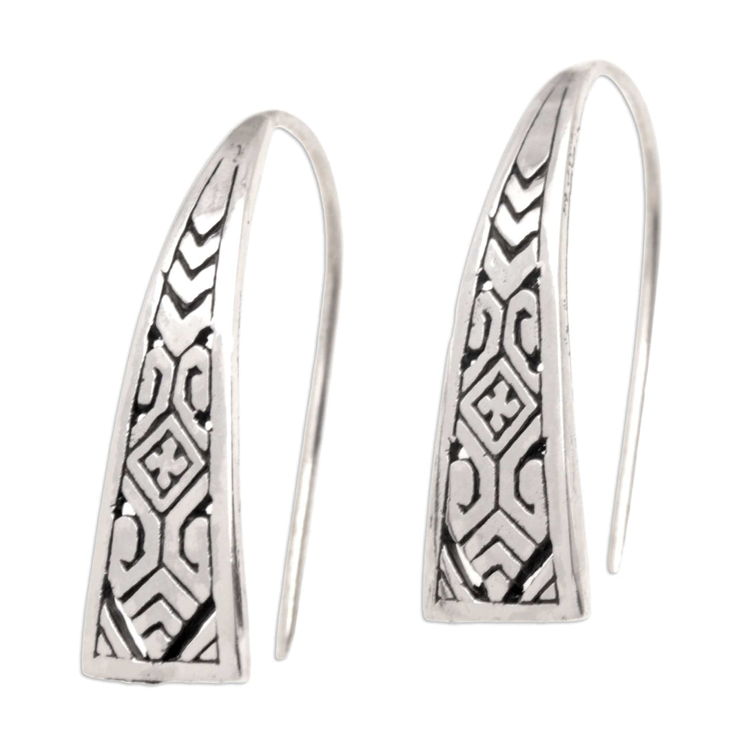 Modern Sterling Silver Drop Earrings Crafted in Bali - Chinese Girl