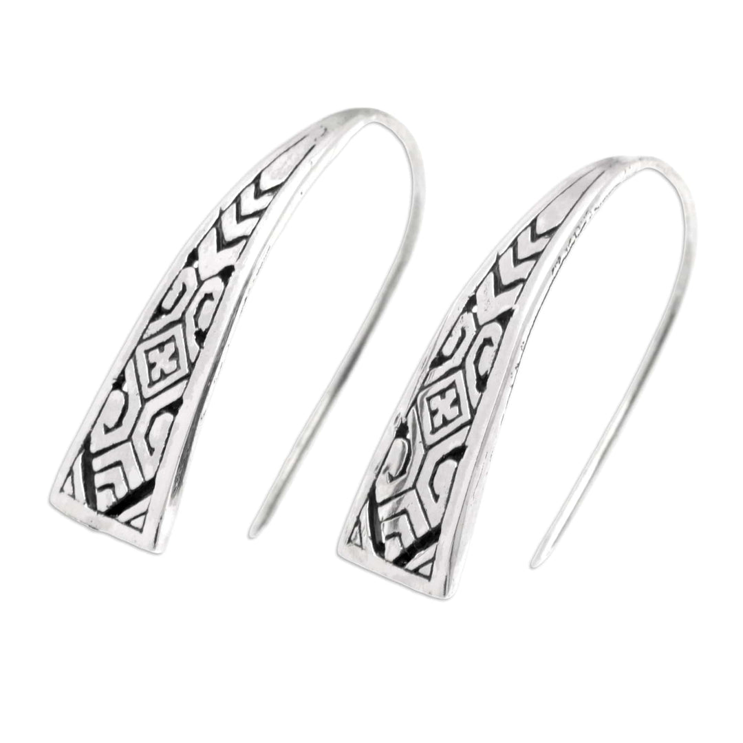 Modern Sterling Silver Drop Earrings Crafted in Bali - Chinese Girl