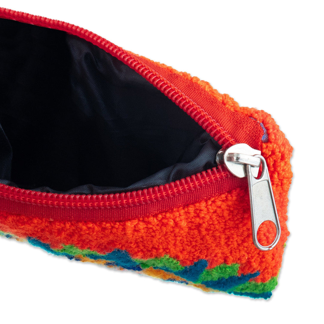 Sun-Themed Handcrafted Orange Coin Purse from Colombia - La Guajira Sun