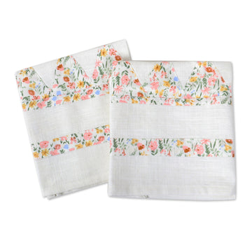 Pair of Cotton Dish Towels with Floral Print Made in India - Floral Passion