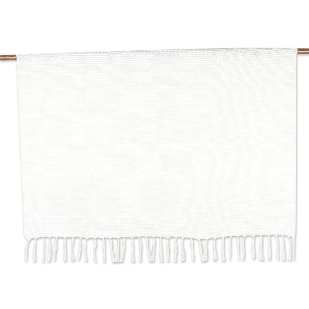 Ivory Acrylic Thread Throw Blanket with Striped Pattern - Ivory Caress