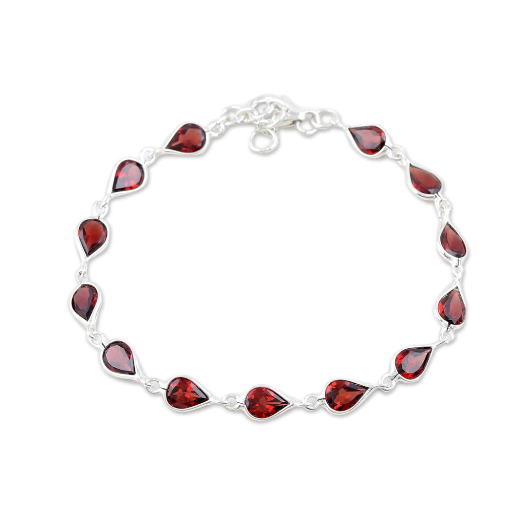 9-Carat Faceted Garnet Link Bracelet Crafted in India - Perseverance Rain