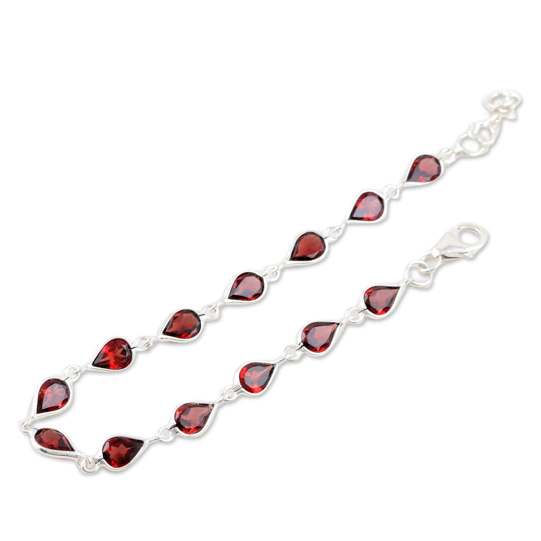 9-Carat Faceted Garnet Link Bracelet Crafted in India - Perseverance Rain