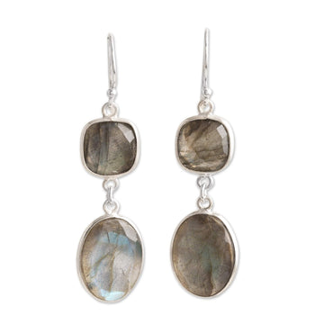 33-Carat Natural Labradorite Dangle Earrings Made in India - Evening Spirits