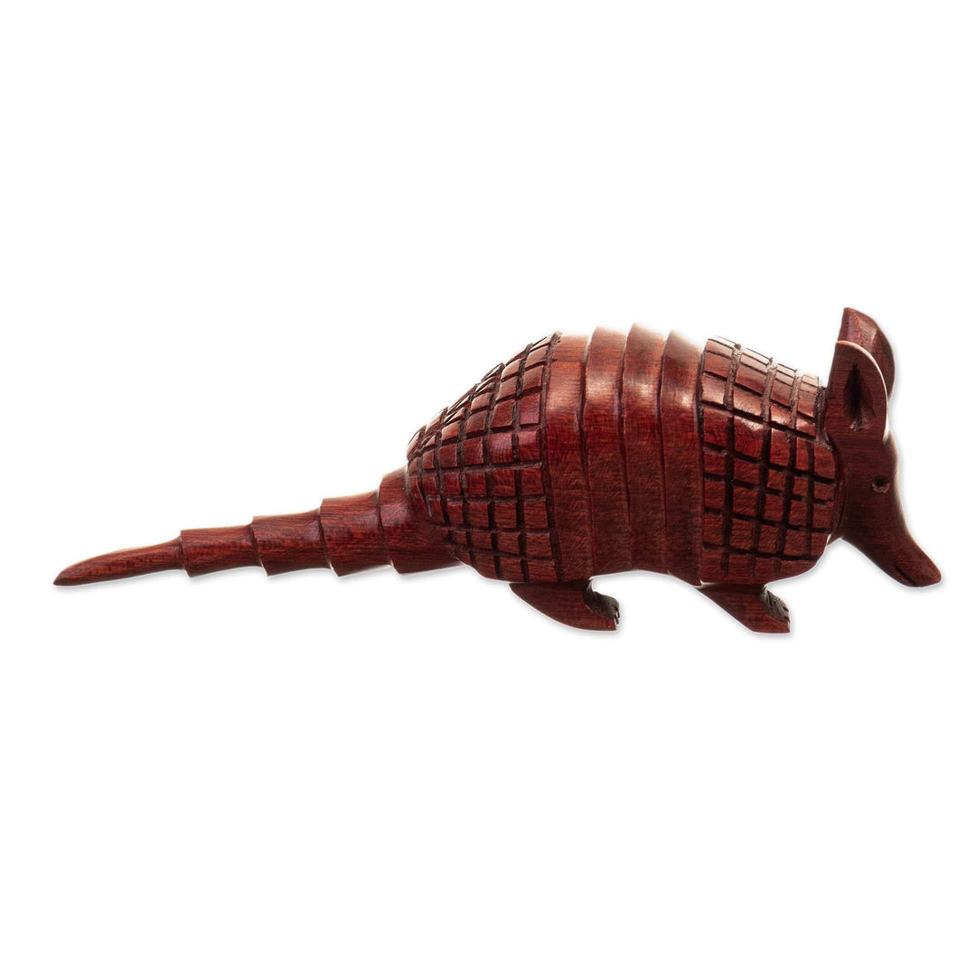 Armadillo Mini Figurine Hand-Carved in Palo Sangre Wood - Adventurous Armadillo