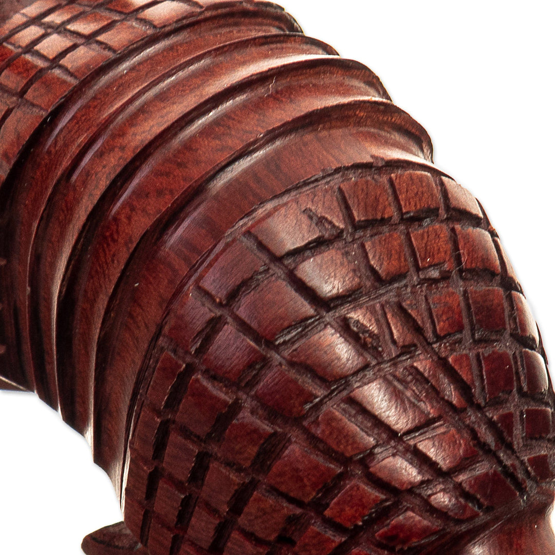 Armadillo Mini Figurine Hand-Carved in Palo Sangre Wood - Adventurous Armadillo