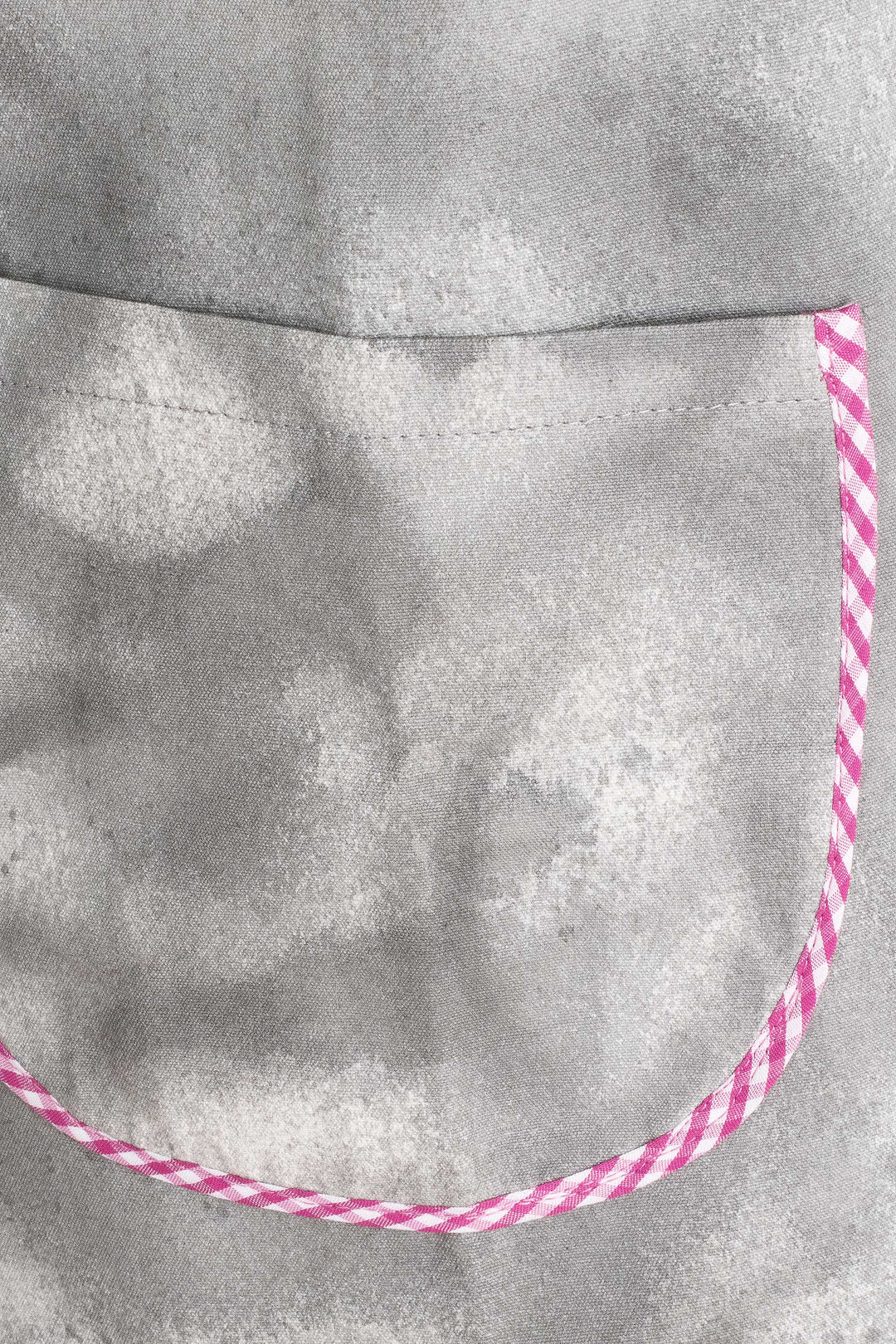 Handcrafted Grey Cotton Apron with Embroidered Hummingbird - Festive Hummingbird