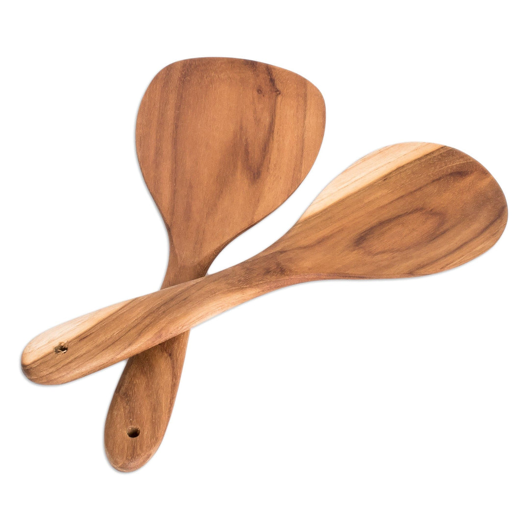 Teakwood 2-Piece Salad Serving Set Handcrafted in Costa Rica - Family Seasoning