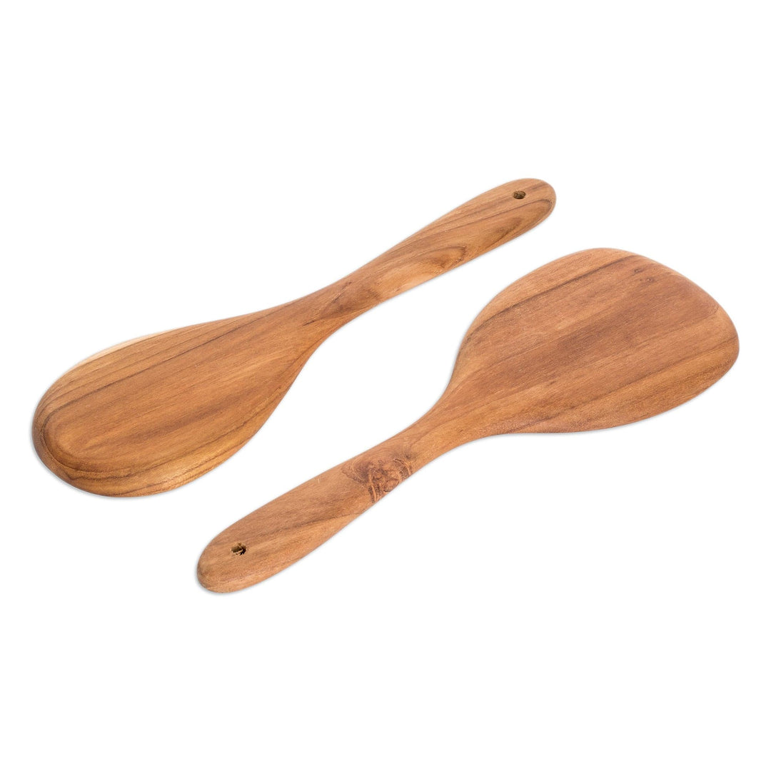 Teakwood 2-Piece Salad Serving Set Handcrafted in Costa Rica - Family Seasoning