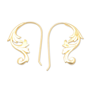 18k Gold-Plated Brass Drop Earrings with Leafy Details - Fairy Magic