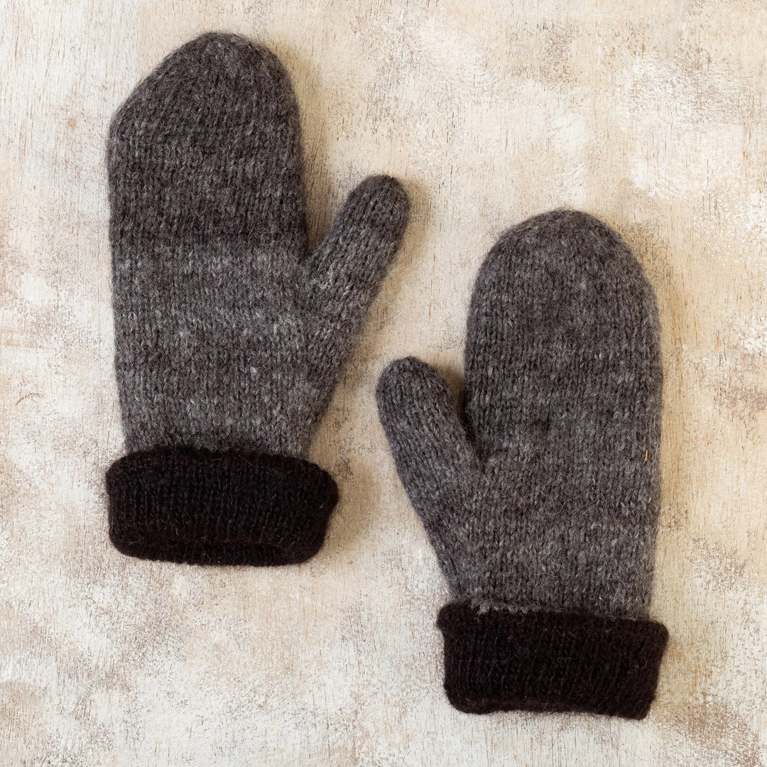 Unisex 100% Alpaca Reversible Gloves Hand-Knitted in Peru - Chic Snowflakes
