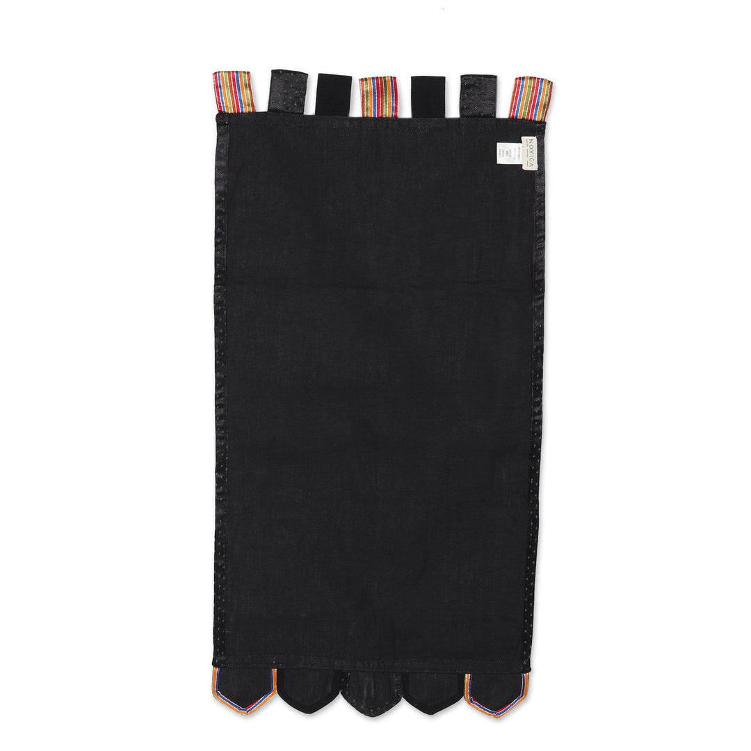 Handmade Embroidered Cotton Floral Wall Hanging - Crimson Spring