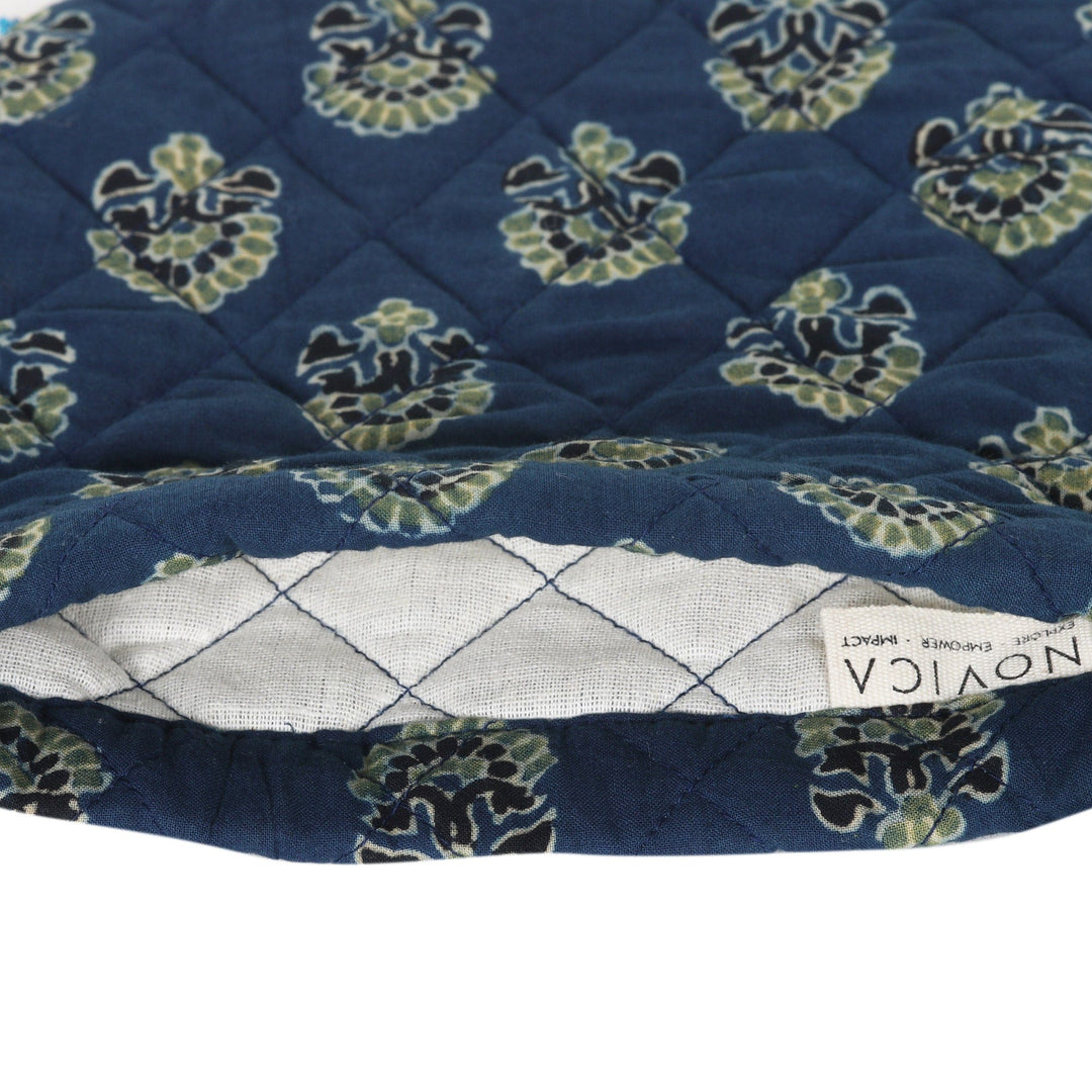 2 Drawstring Pouches Made From Hand Block Printed Cotton - Fantasy