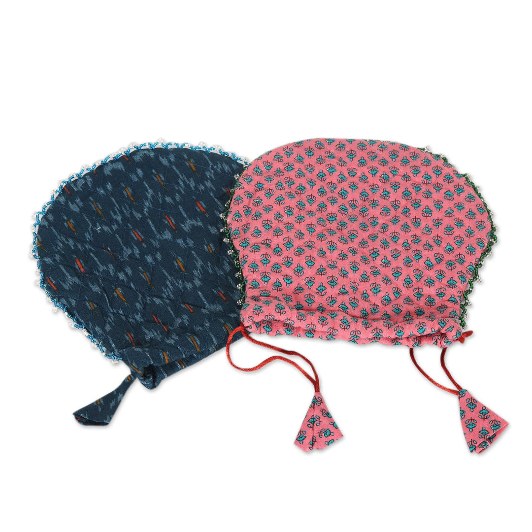 2 Hand Block Printed Cotton Drawstring Pouches - Magic