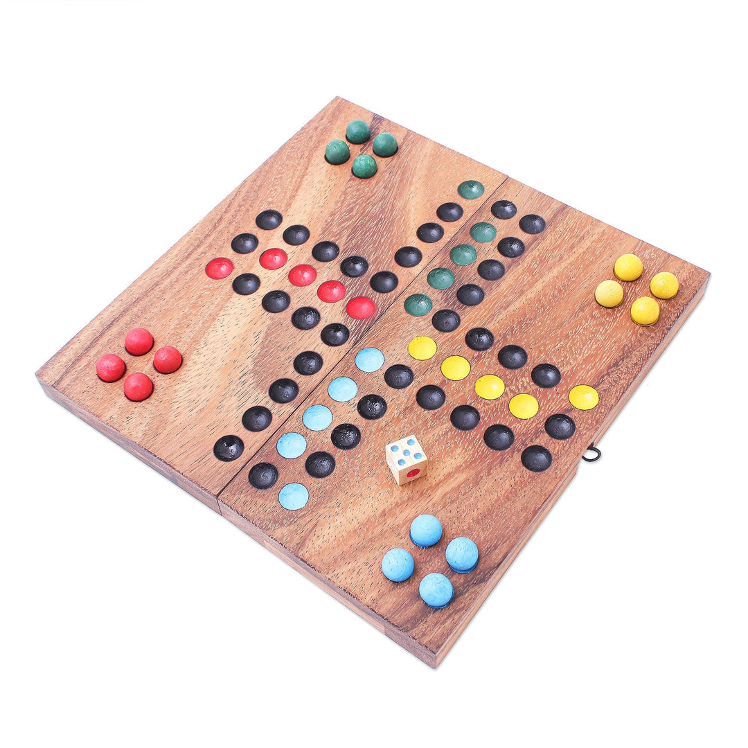 Handcrafted Thai Raintree Wood Traditional Game Gift Set - Thailand Challenges