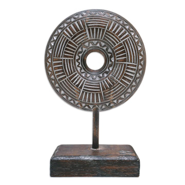 Traditional Hand-Carved Albesia Wood Sculpture from Bali - Time Voyage