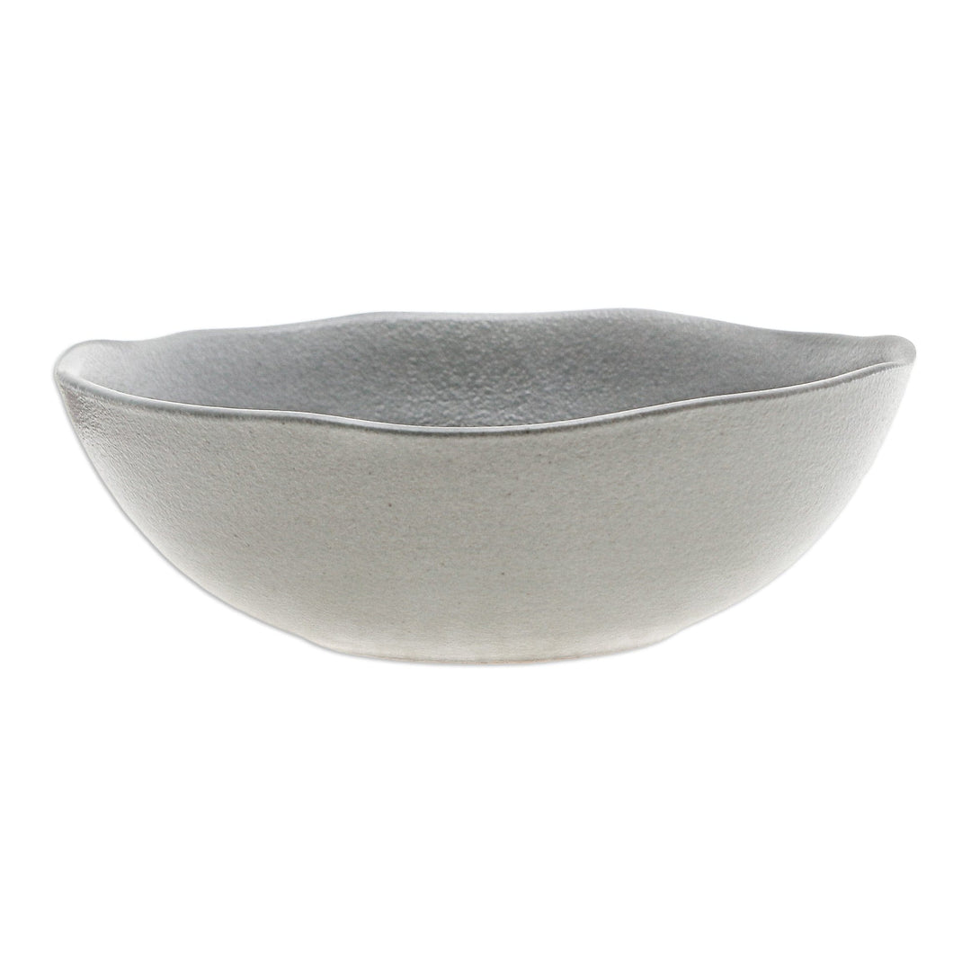Handcrafted Modern Ceramic Serving Bowl in Matte Grey Hue - Modern Flavors