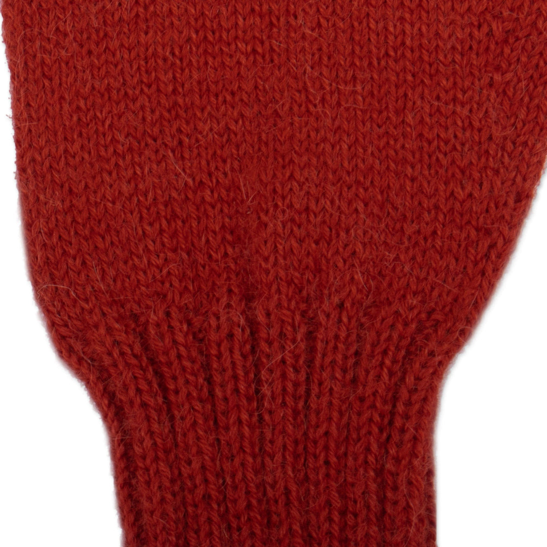 Unisex Orange Gloves Hand-Knit from 100% Baby Alpaca in Peru - Sundown