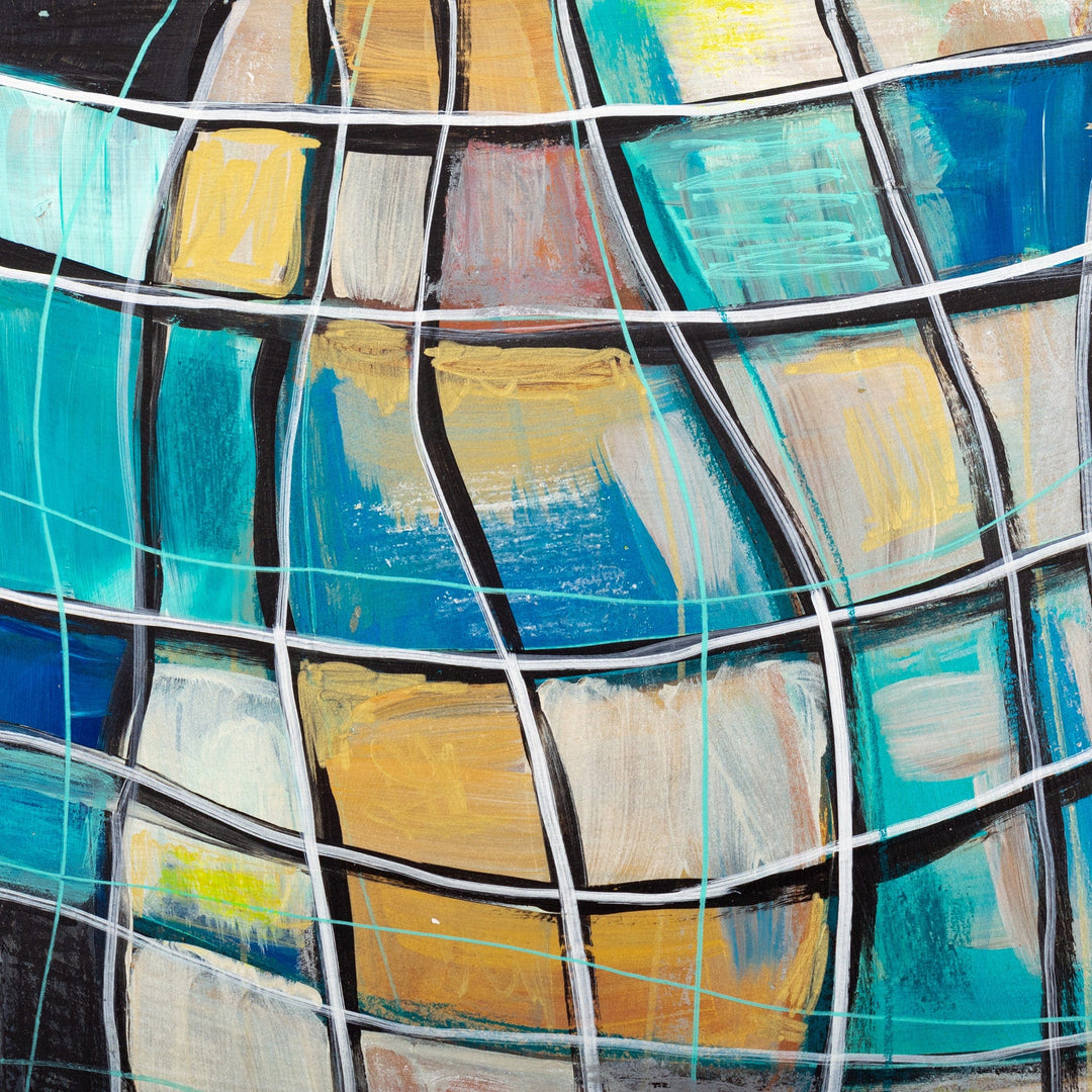 Modern 8-Piece Hand-Painted Placemat & Coaster Set - Aquamarine Art