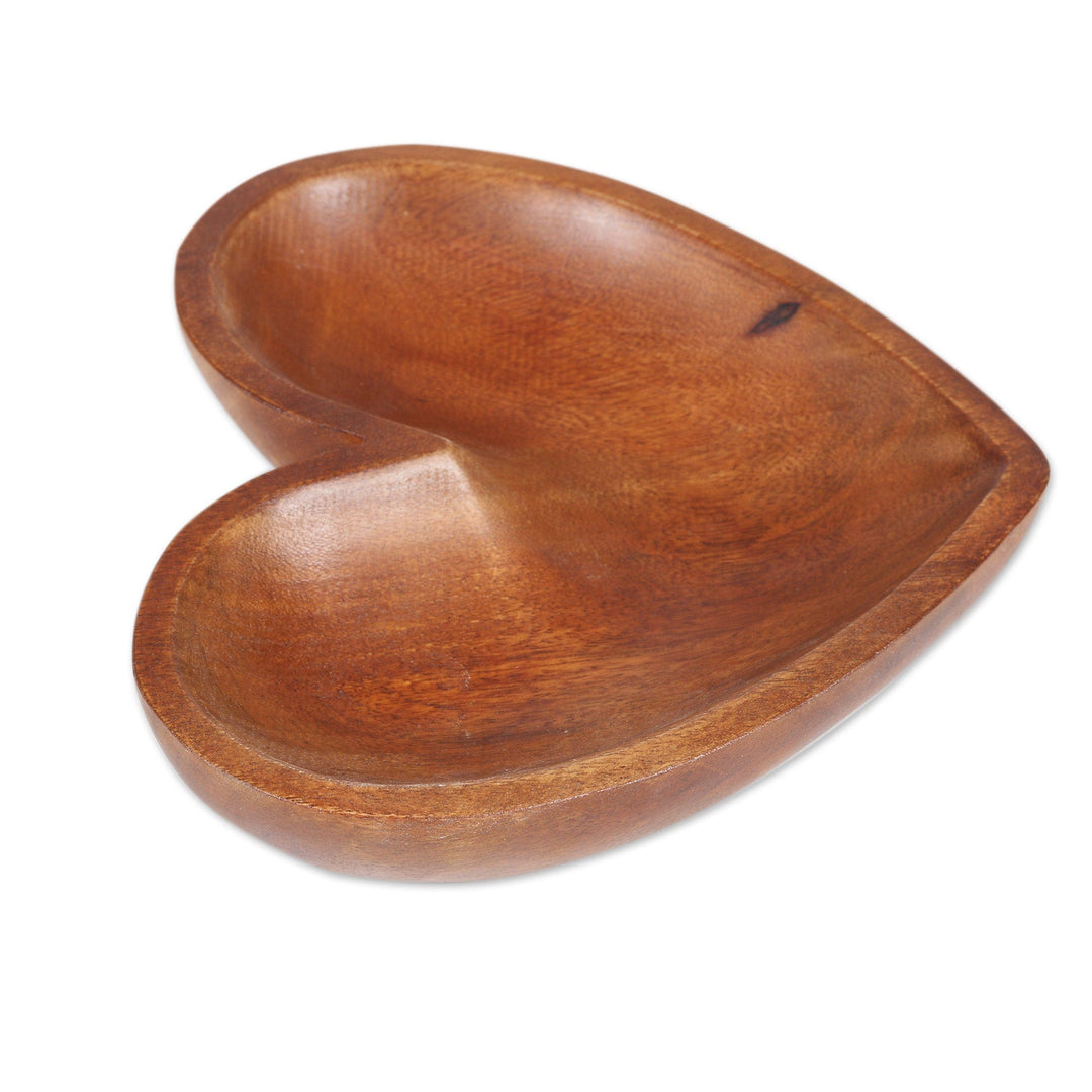 Heart-Shaped Mango Wood Decorative Bowl - Tender Emotion