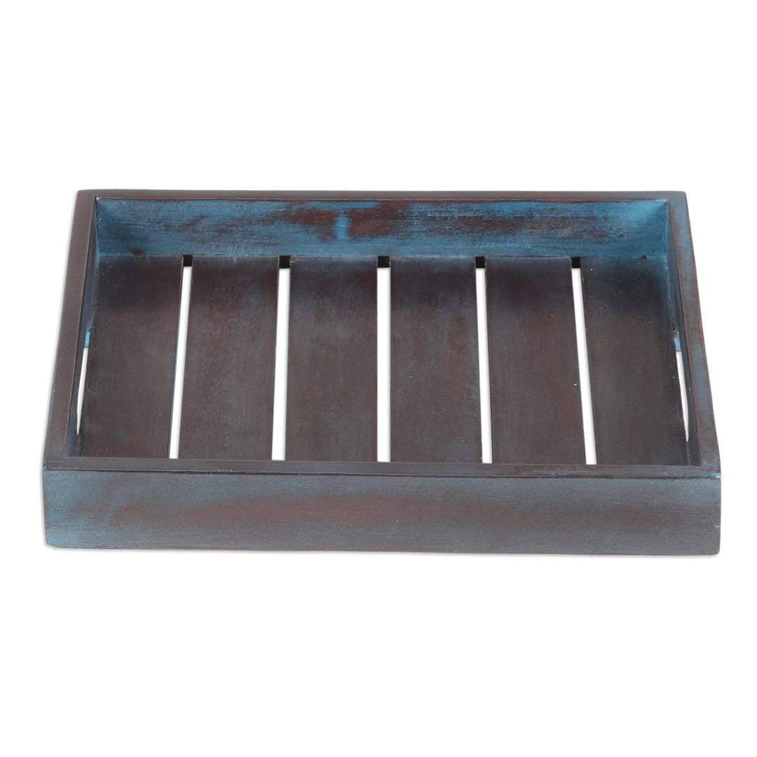 Handcrafted Polished Geometric Mango Wood Tray - Forest Vanguard