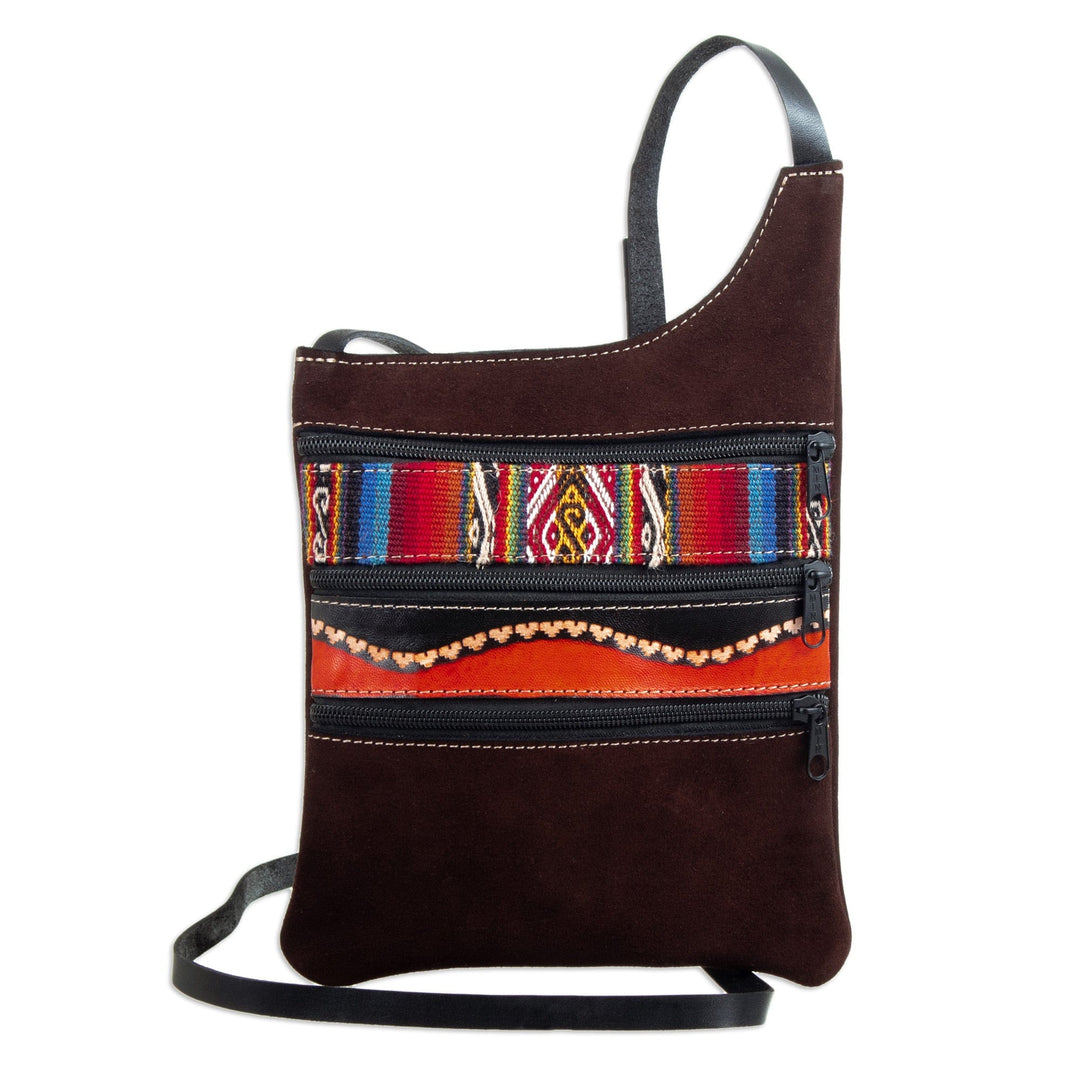Handmade Leather and Alpaca Blend-Accented Chocolate Sling - Chocolate Andes