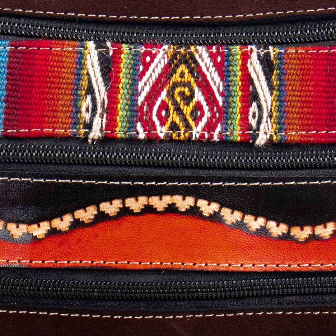 Handmade Leather and Alpaca Blend-Accented Chocolate Sling - Chocolate Andes