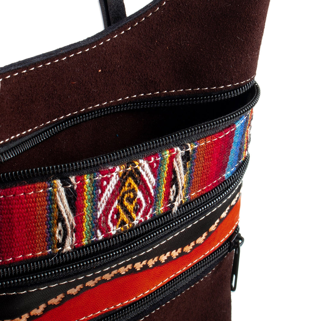Handmade Leather and Alpaca Blend-Accented Chocolate Sling - Chocolate Andes