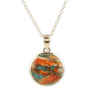 Sterling Silver Pendant Necklace with Composite Turquoise - Sunset at the Island