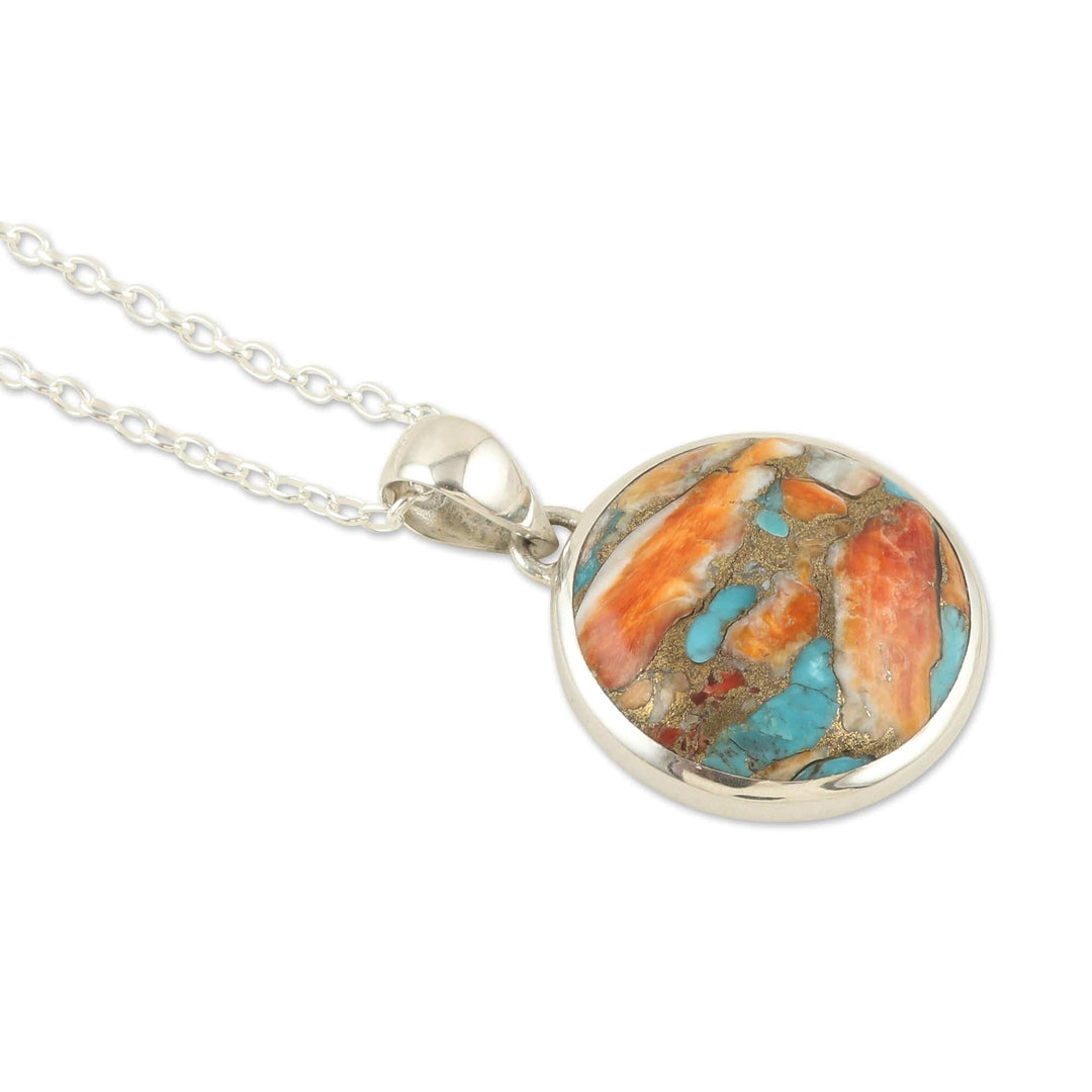 Sterling Silver Pendant Necklace with Composite Turquoise - Sunset at the Island