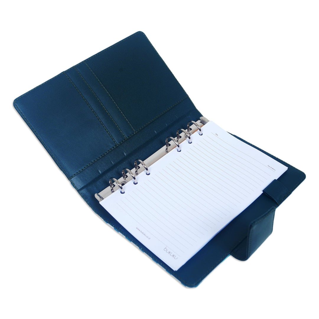 Handcrafted Batik Faux Leather Planner in Green from Java - Ivy Geometry