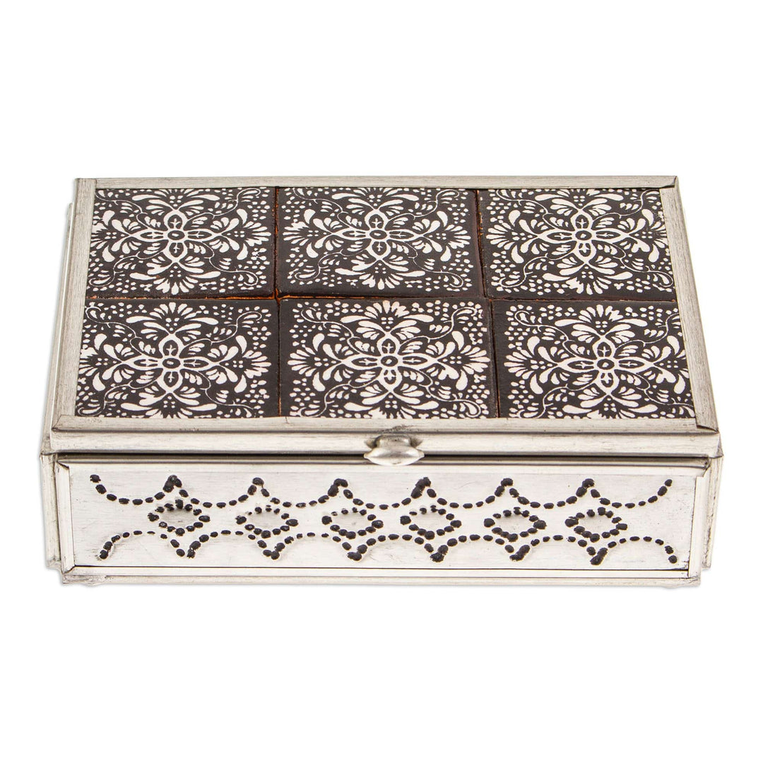 Talavera Tin and Ceramic Jewelry Box with Floral Details - Palace of Mirages