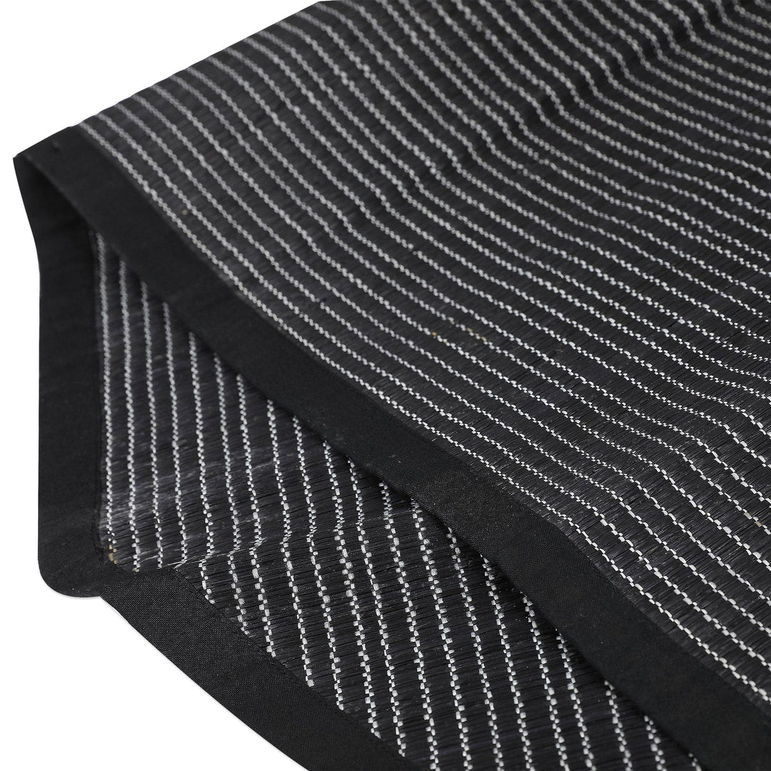 Black Cotton Blend Table Runner with Geometric Design - Night Geometry