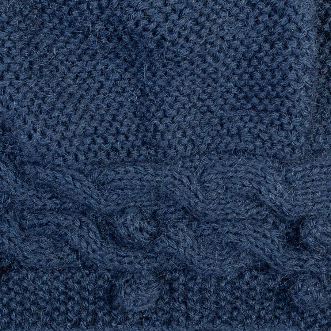 Cable Knit Blue 100% Alpaca Hat Handcrafted in Peru - Blue Ways