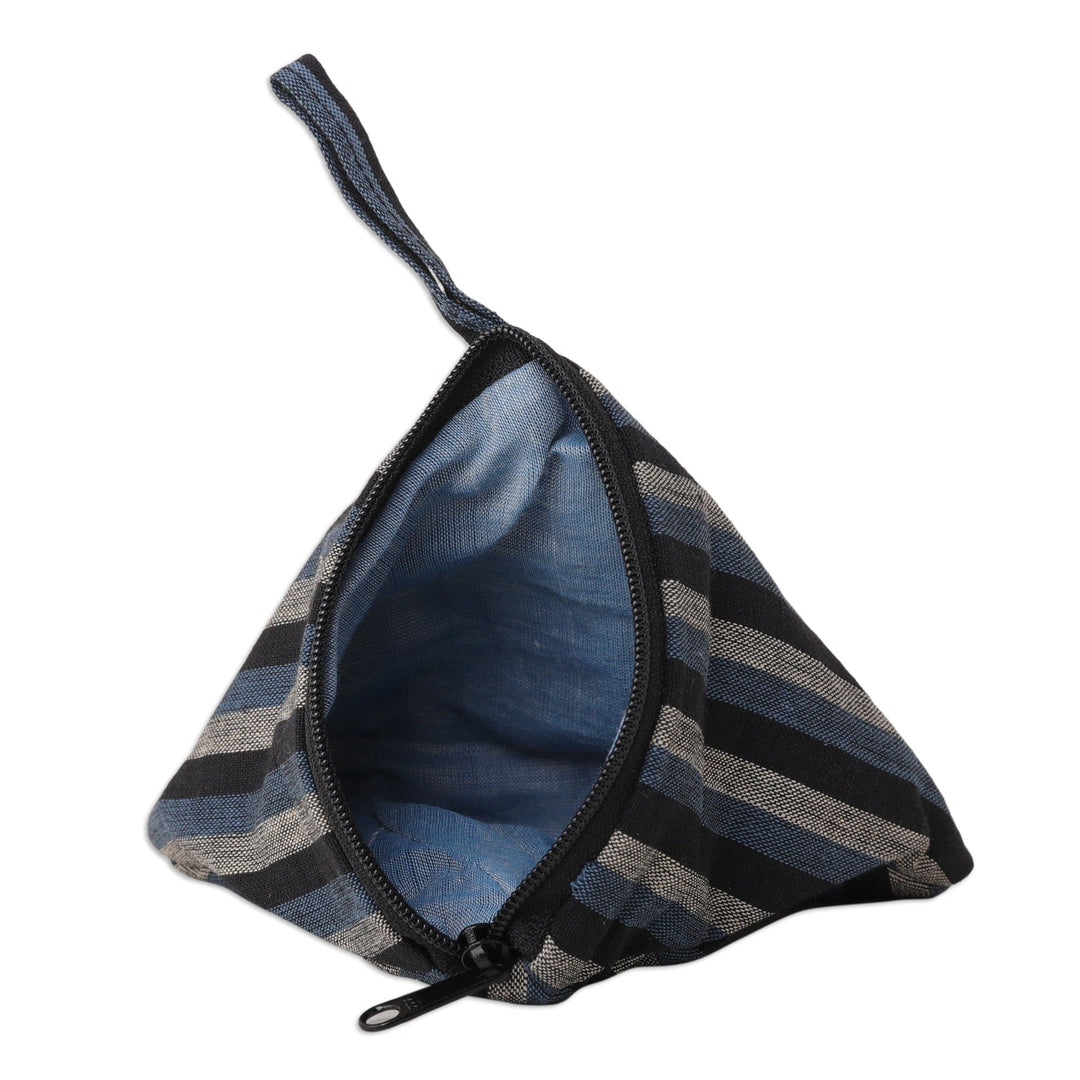 Blue Quilted Ikat Cotton Cosmetic Bag with Coin Purse (Pair) - Blue Appeal