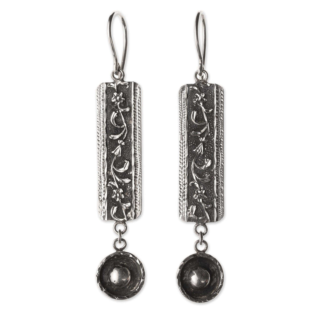 Armenian Oxidized Sterling Silver Dangle Earrings - Ancient Motifs