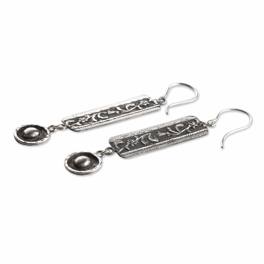Armenian Oxidized Sterling Silver Dangle Earrings - Ancient Motifs