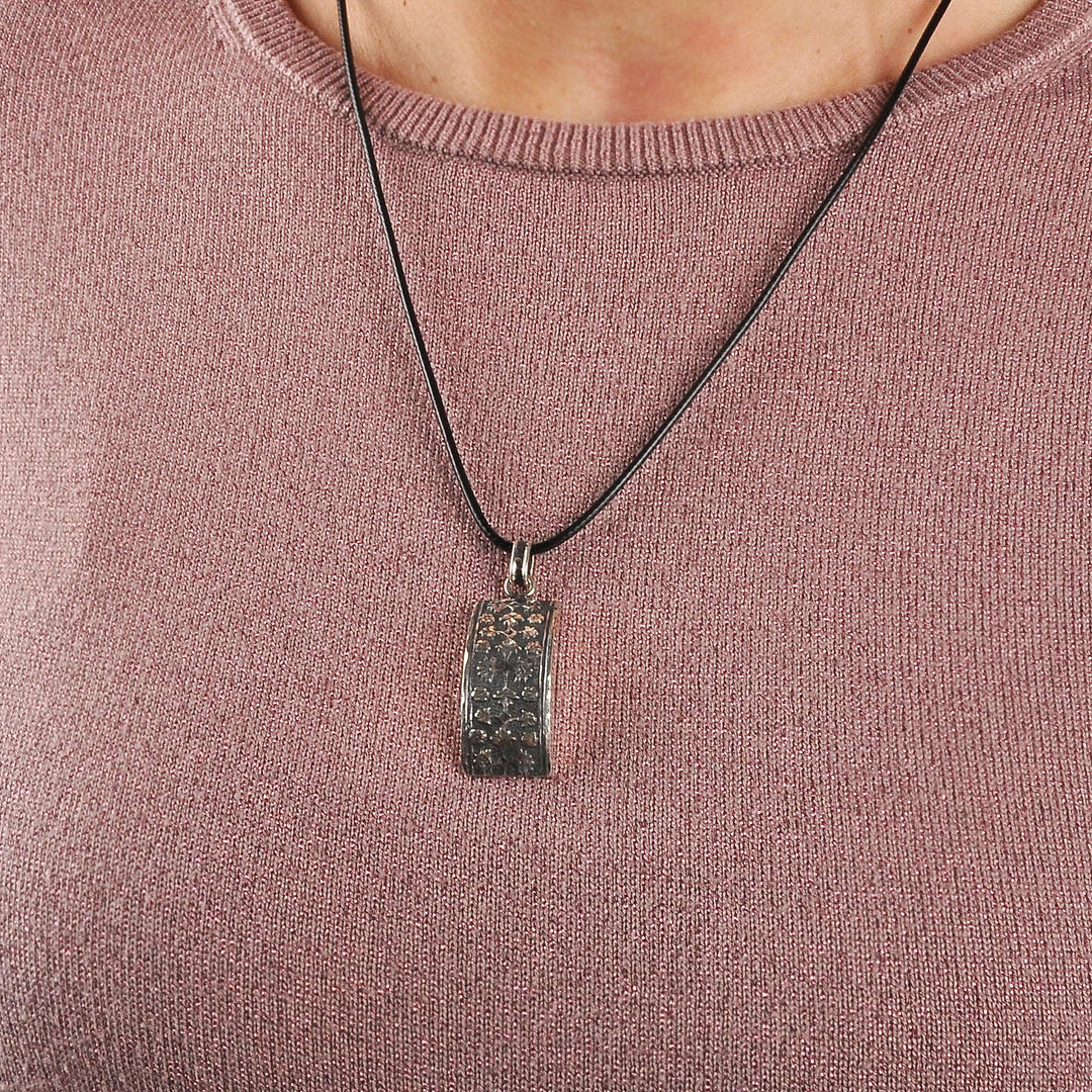 Sterling Silver Floral Pendant Necklace with Leather Cord - Blessed Roses