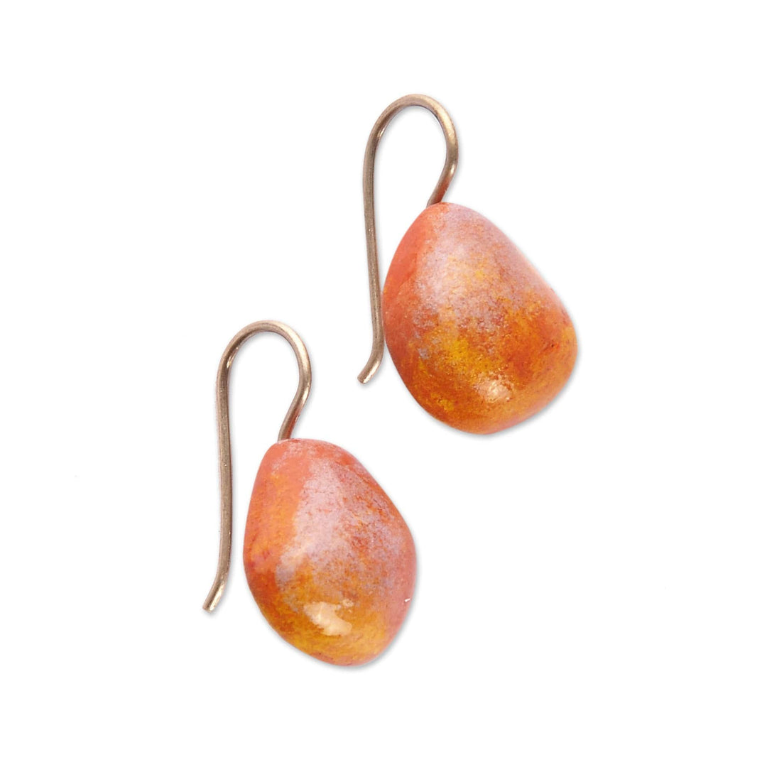Modern Orange Ceramic Drop Earrings with 925 Silver Hooks - Ginger Sky