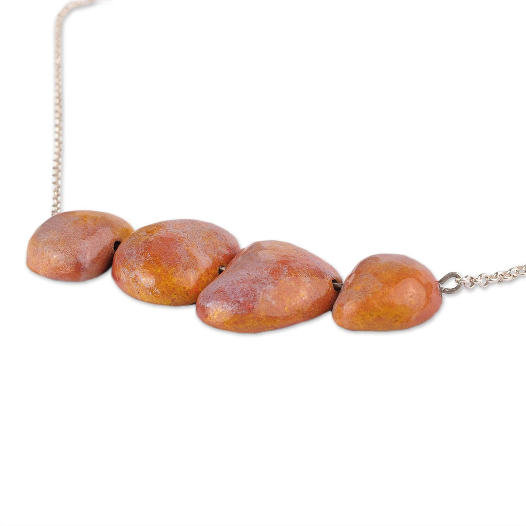 Warm-Toned Ceramic Pendant Necklace Crafted in Armenia - Warm Modernity