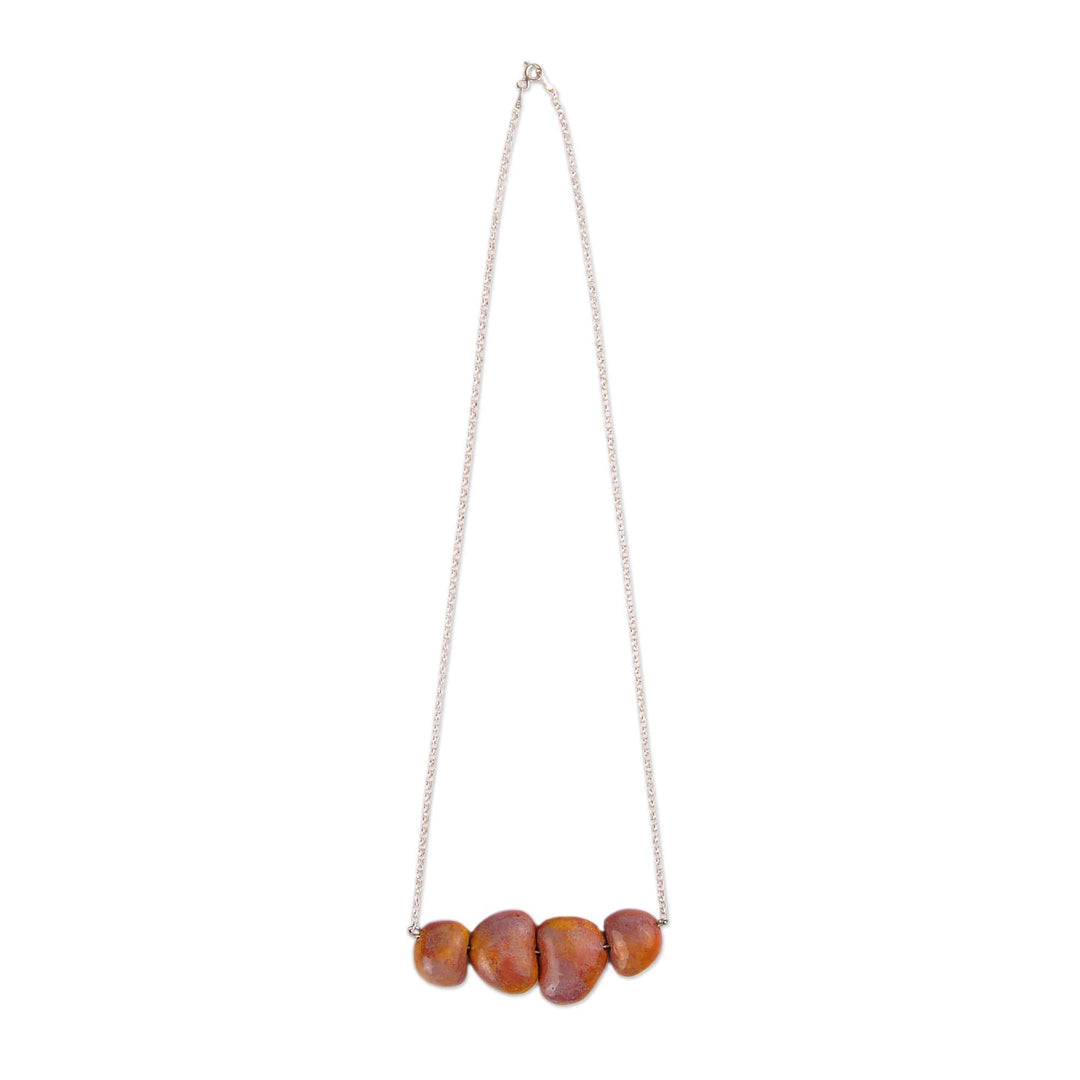 Warm-Toned Ceramic Pendant Necklace Crafted in Armenia - Warm Modernity