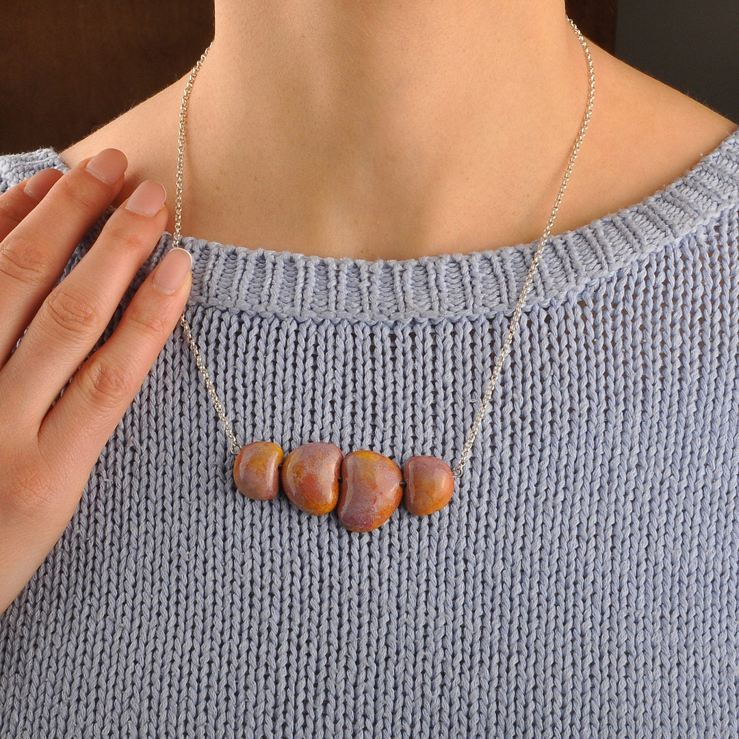 Warm-Toned Ceramic Pendant Necklace Crafted in Armenia - Warm Modernity