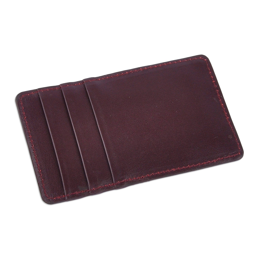 Leather Card Holder with Armenian Hand-Embroidered Motif - Armenian Flair