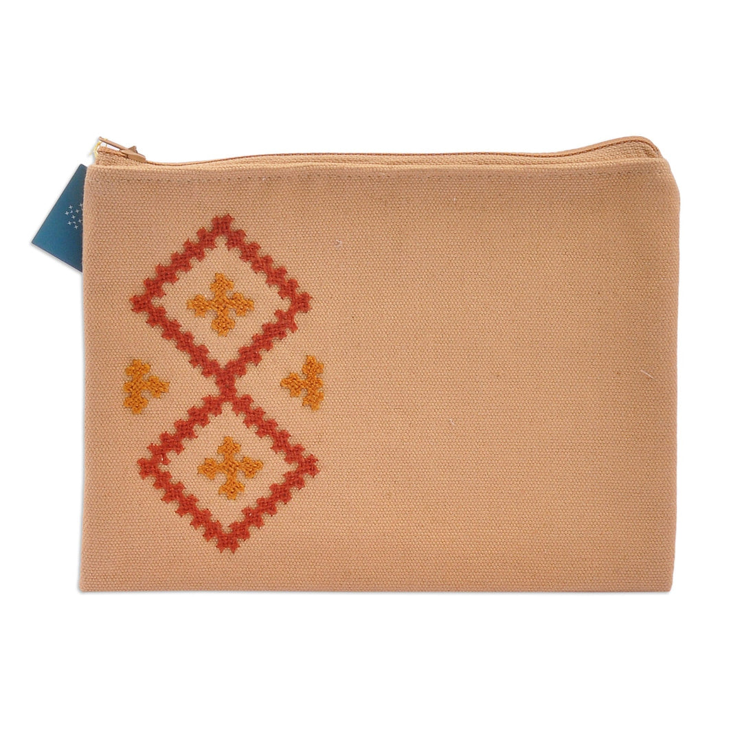 Handcrafted Diamond-Themed Embroidered Cotton Cosmetic Bag - Marash Diamonds