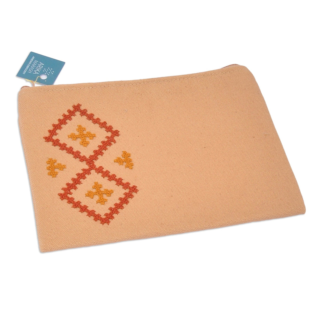Handcrafted Diamond-Themed Embroidered Cotton Cosmetic Bag - Marash Diamonds